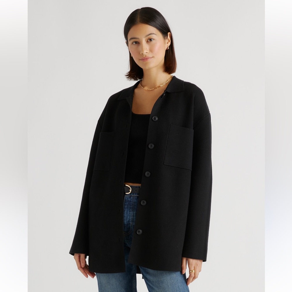 Quince black ECO Milano Knit Shirt oversized jacket size M